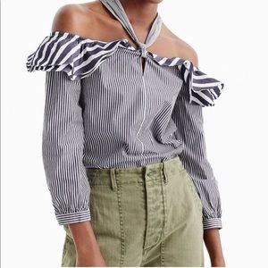 J. Crew blue stripe off the shoulder sz 2